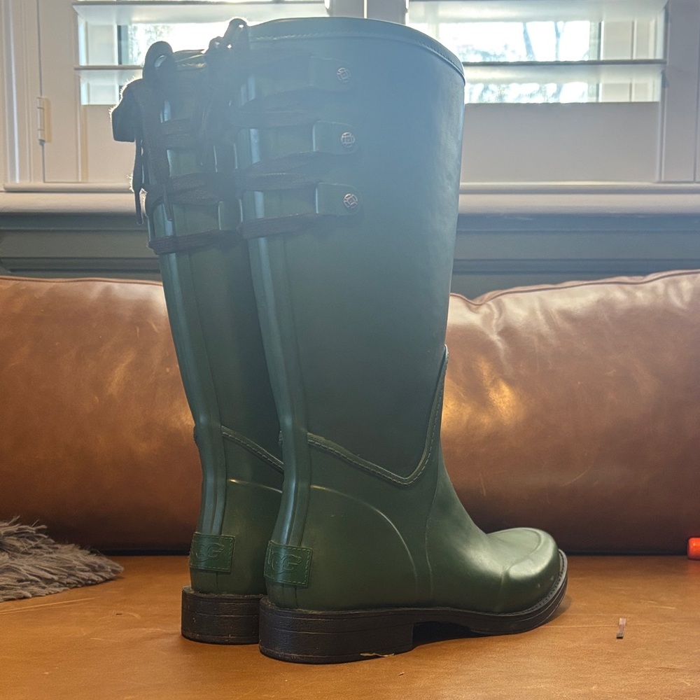 UGG lace up green rain boots